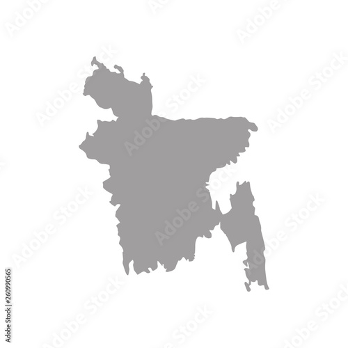 Canvas Print Black Bangladesh map vector silhouette