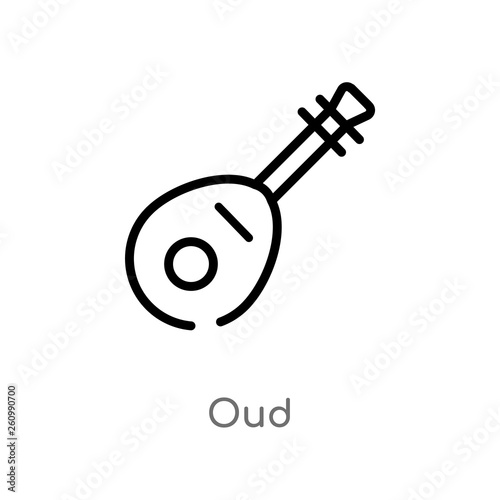 outline oud vector icon. isolated black simple line element illustration from religion-2 concept. editable vector stroke oud icon on white background