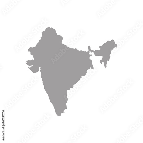 Grey blank India map. Flat vector illustration.