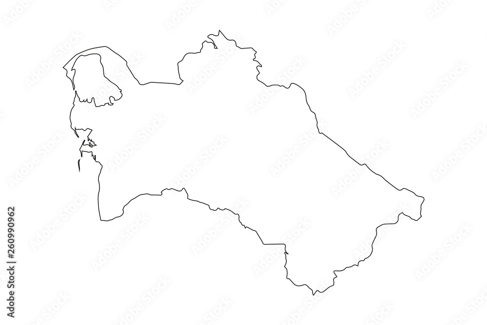 Turkmenistan - solid black outline border map of country area. Simple flat vector illustration.