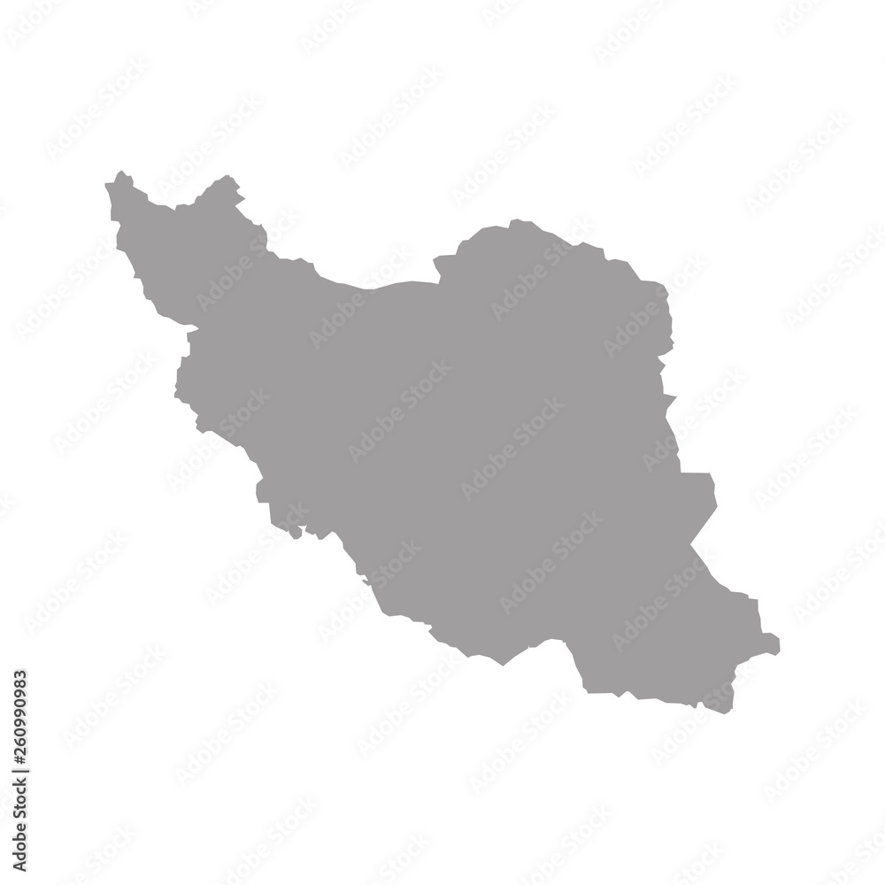 Vector map of Iran. Black mask. Isolated, white background.