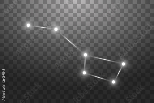 Big Dipper Zodiac Sign of the Beautiful Bright Stars on a transparent background. Vector Illustration