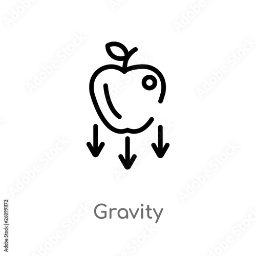 outline gravity vector icon. isolated black simple line element illustration from science concept. editable vector stroke gravity icon on white background
