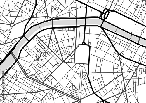 Vector abstract city map in black and white