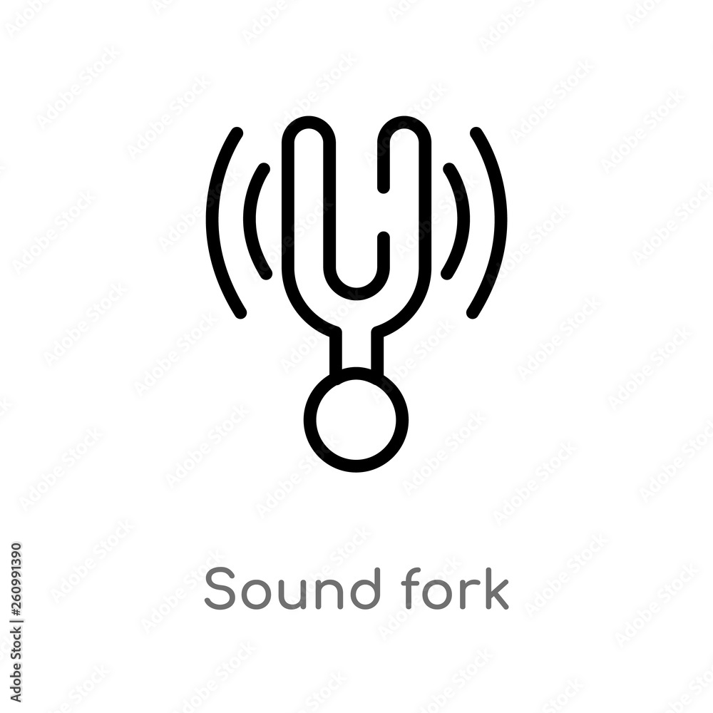 outline sound fork vector icon. isolated black simple line element illustration from science concept. editable vector stroke sound fork icon on white background