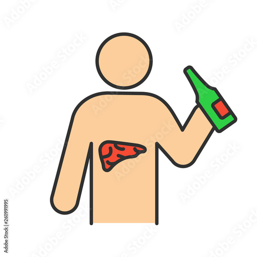 Liver cancer color icon