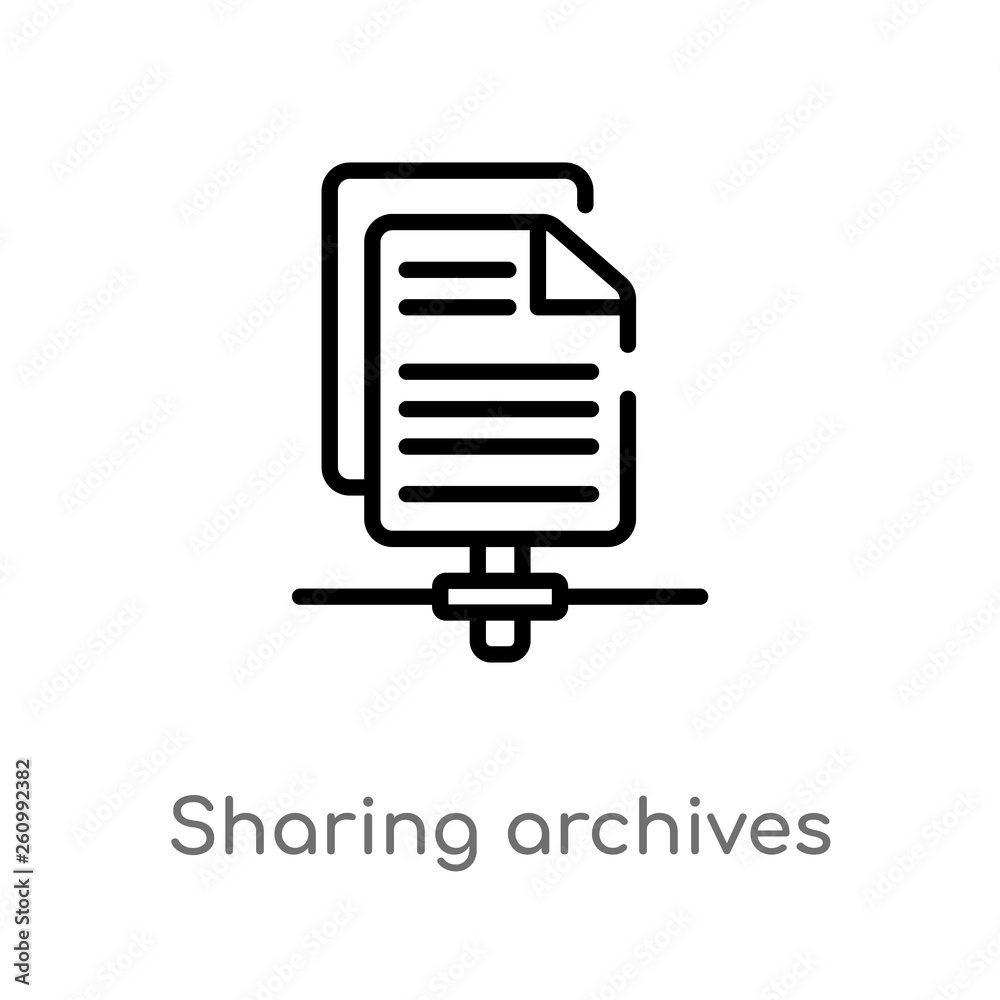 outline sharing archives vector icon. isolated black simple line element illustration from seo & web concept. editable vector stroke sharing archives icon on white background outline sharing archives vector icon. isolated black simple line element illustration from seo & web concept. editable vector stroke sharing archives icon on white background