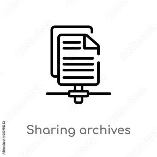 outline sharing archives vector icon. isolated black simple line element illustration from seo & web concept. editable vector stroke sharing archives icon on white background
