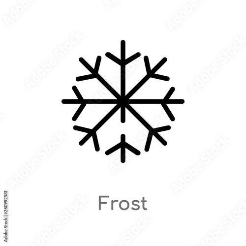 outline frost vector icon. isolated black simple line element illustration from season concept. editable vector stroke frost icon on white background