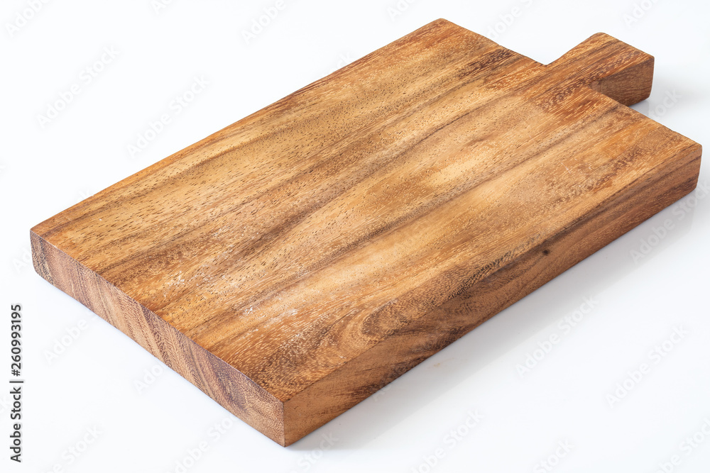 chop board wood on white background without depth of field