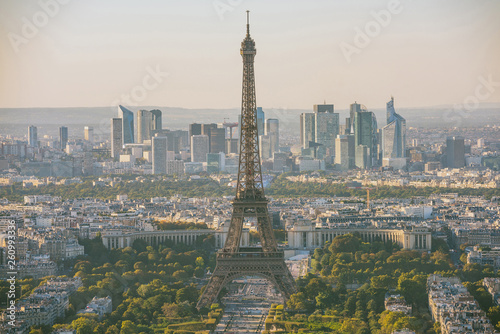 Eiffel tower at evening, Paris, France, Europe