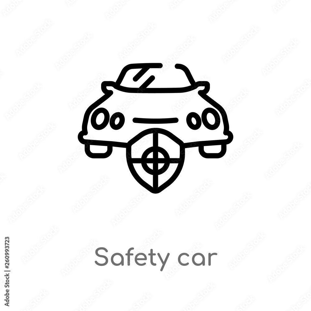 Obraz premium outline safety car vector icon. isolated black simple line element illustration from security concept. editable vector stroke safety car icon on white background