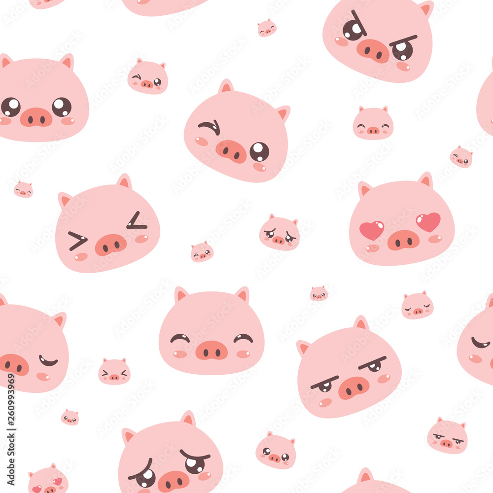 Cute pig seamless pattern vector Cute pig seamless pattern vector