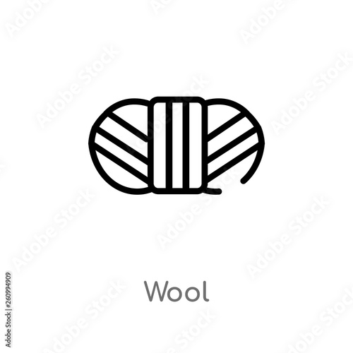 outline wool vector icon. isolated black simple line element illustration from sew concept. editable vector stroke wool icon on white background