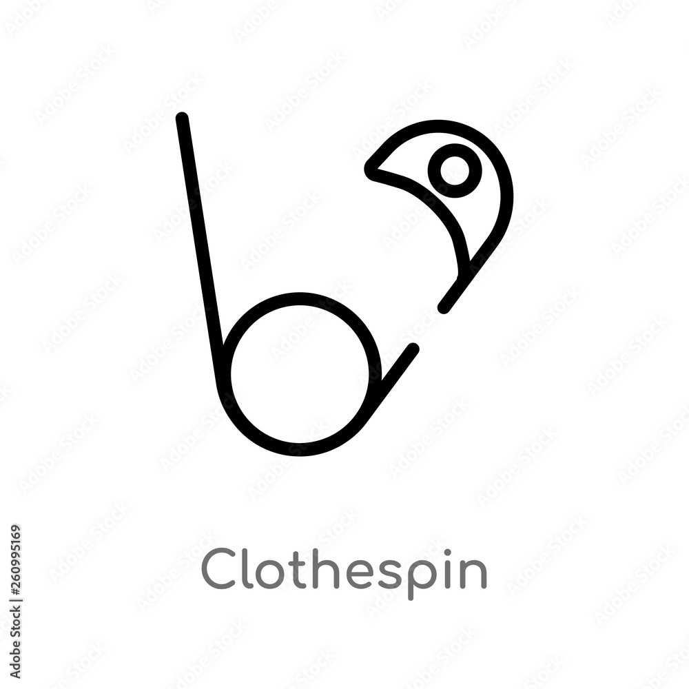 Obraz premium outline clothespin vector icon. isolated black simple line element illustration from sew concept. editable vector stroke clothespin icon on white background