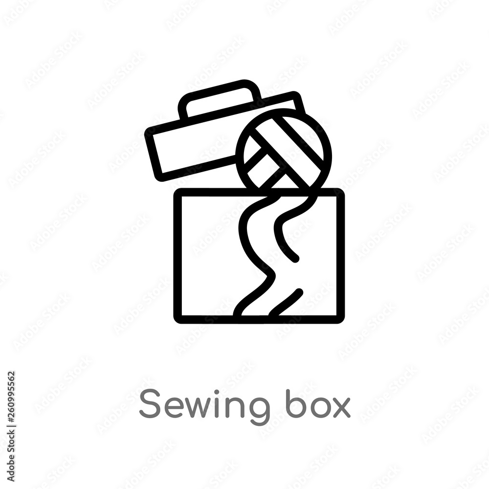outline sewing box vector icon. isolated black simple line element illustration from sew concept. editable vector stroke sewing box icon on white background