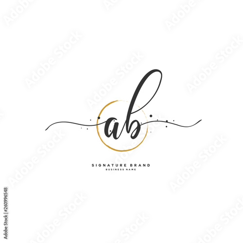 A B AB Initial letter handwriting and  signature logo.