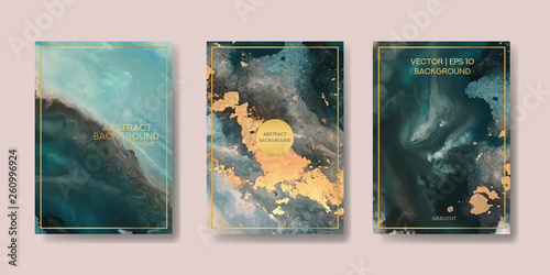 the big set of liquid marble with gold. flyer, business card, flyer, brochure, poster, for printing. trend vector