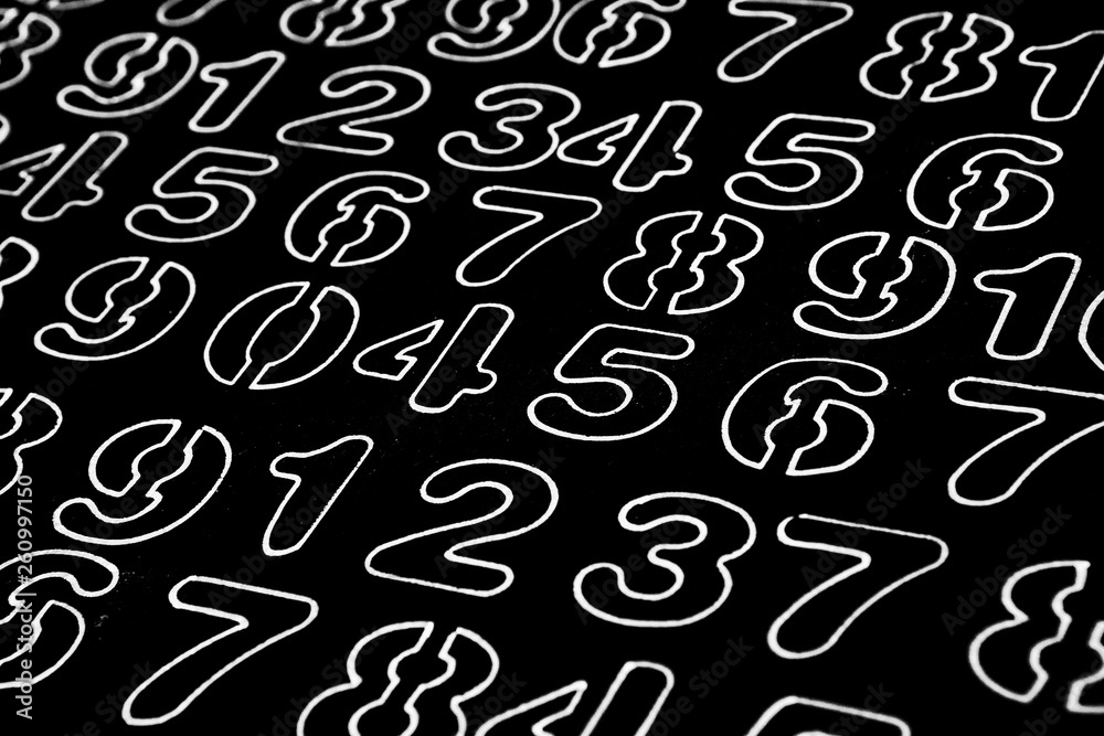 Background of numbers. from zero to nine. Numbers texture. Currency symbols. Numerology. Mathematical equations and formulas Background of numbers. from zero to nine. Numbers texture. Currency symbols. Numerology. Mathematical equations and formulas