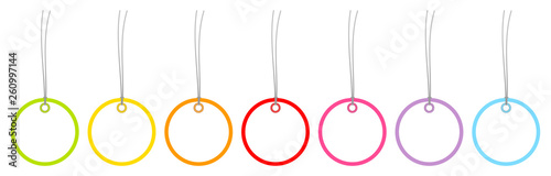 7 Runde Bunte Hangtags Rahmen Regenbogen