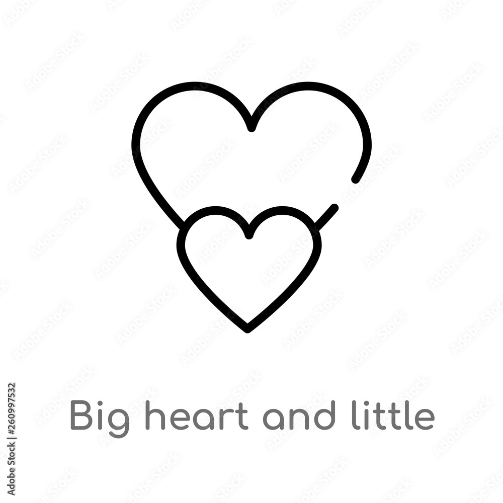 outline big heart and little heart vector icon. isolated black simple line element illustration from shapes concept. editable vector stroke big heart and little icon on white background