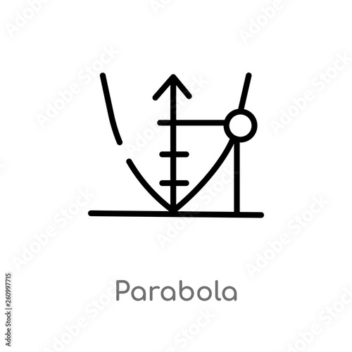 outline parabola vector icon. isolated black simple line element illustration from shapes concept. editable vector stroke parabola icon on white background