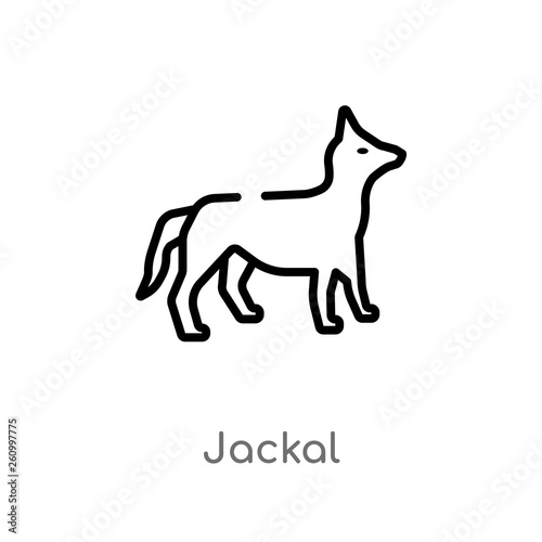 outline jackal vector icon. isolated black simple line element illustration from shapes concept. editable vector stroke jackal icon on white background