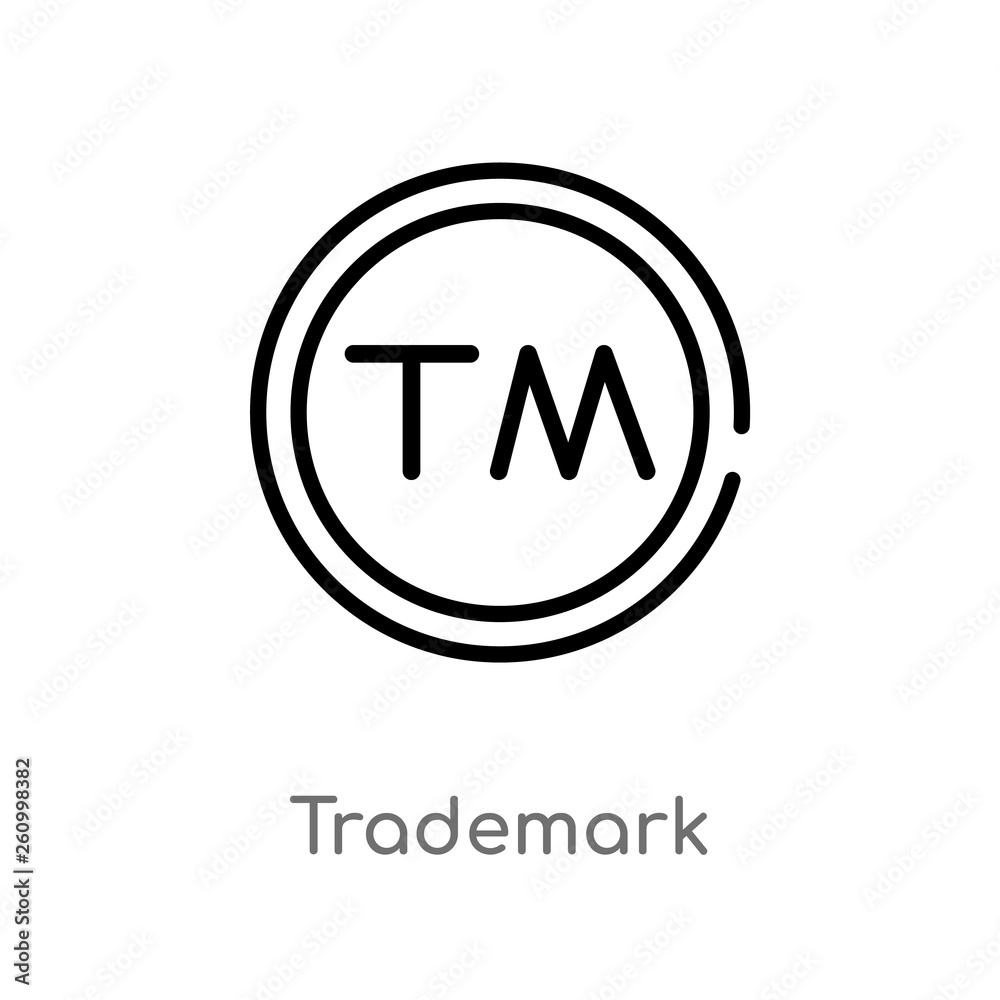 outline trademark vector icon. isolated black simple line element illustration from shapes concept. editable vector stroke trademark icon on white background outline trademark vector icon. isolated black simple line element illustration from shapes concept. editable vector stroke trademark icon on white background