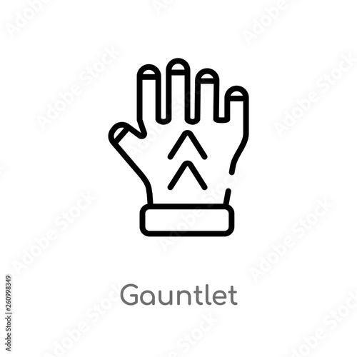 outline gauntlet vector icon. isolated black simple line element illustration from shapes concept. editable vector stroke gauntlet icon on white background