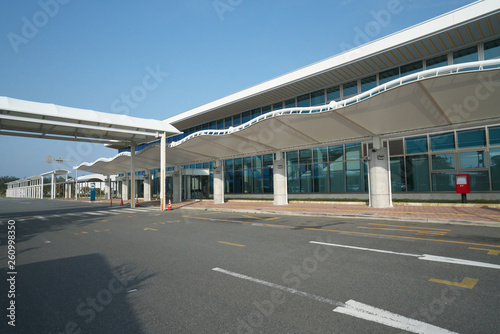 Amami Oshima  Japan - April 8  2019  Amami airport terminal building in Amami Oshima  Kagoshima  Japan