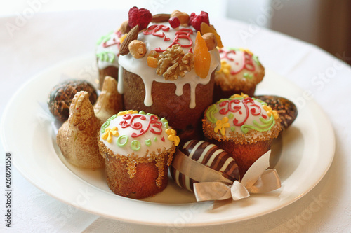 still life with Easter cakes. Easter light, traditional food