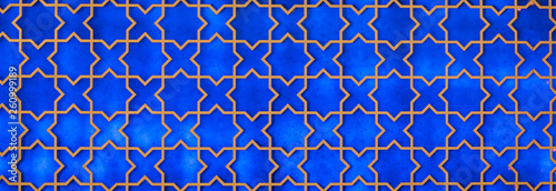 seamless mosaic blue tiled arabic pattern