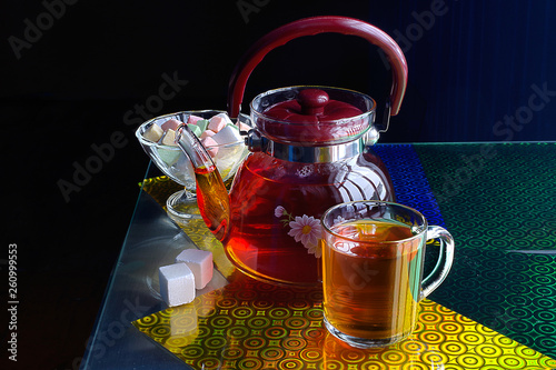 Teapot and a Cup of hot tea.Tea ceremony.