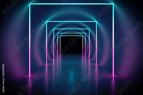 Fototapeta Naklejka Na Ścianę i Meble -  neon lights tunnel background