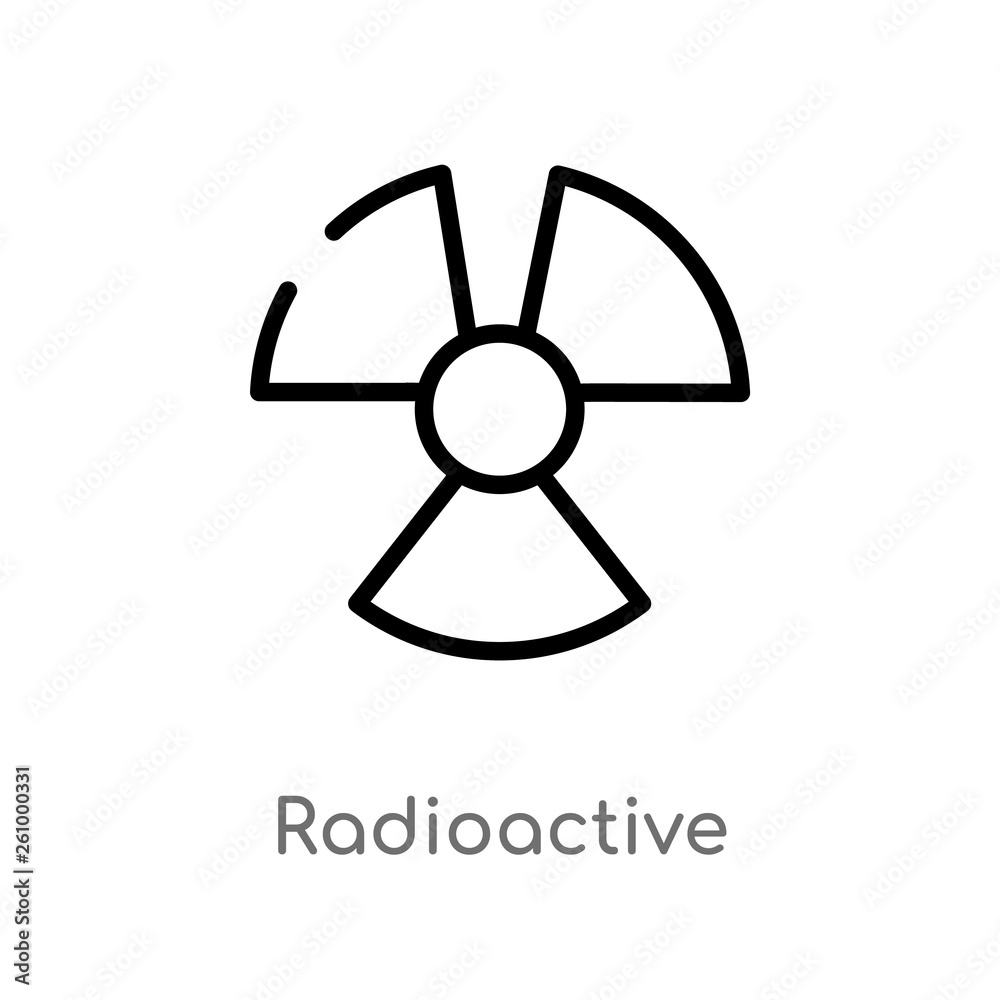 outline radioactive vector icon. isolated black simple line element illustration from signs concept. editable vector stroke radioactive icon on white background outline radioactive vector icon. isolated black simple line element illustration from signs concept. editable vector stroke radioactive icon on white background