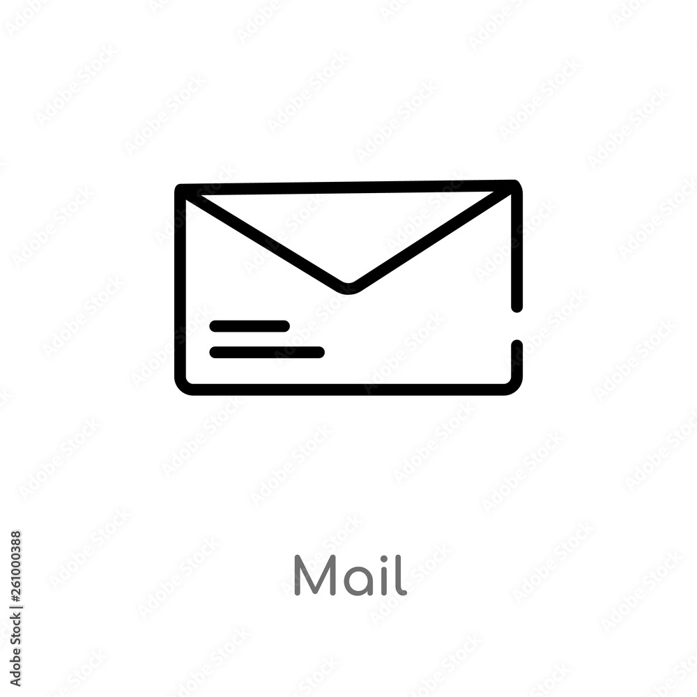 outline mail vector icon. isolated black simple line element illustration from signs concept. editable vector stroke mail icon on white background outline mail vector icon. isolated black simple line element illustration from signs concept. editable vector stroke mail icon on white background