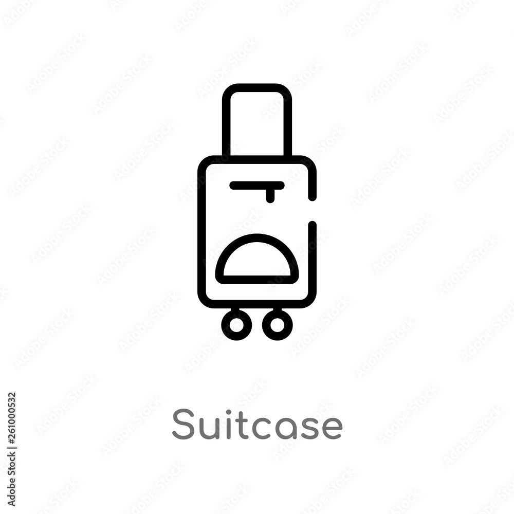 outline suitcase vector icon. isolated black simple line element illustration from signs concept. editable vector stroke suitcase icon on white background