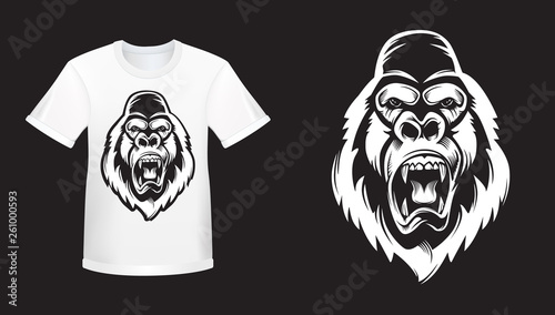 Gorilla mascot sport logo, emblem, illustration on a dark background