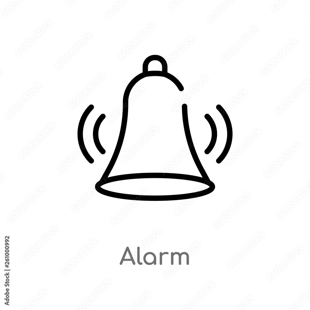 outline alarm vector icon. isolated black simple line element illustration from signs concept. editable vector stroke alarm icon on white background outline alarm vector icon. isolated black simple line element illustration from signs concept. editable vector stroke alarm icon on white background