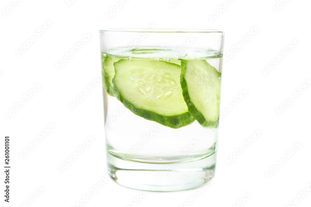 with cucumber in glass with cucumber in glass