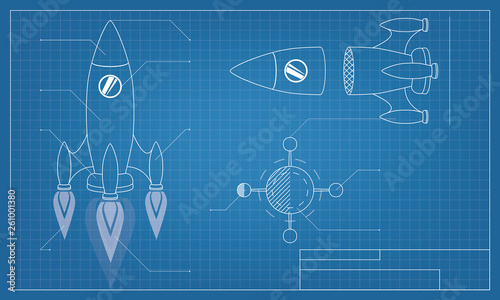 vector blueprint of the spaceship