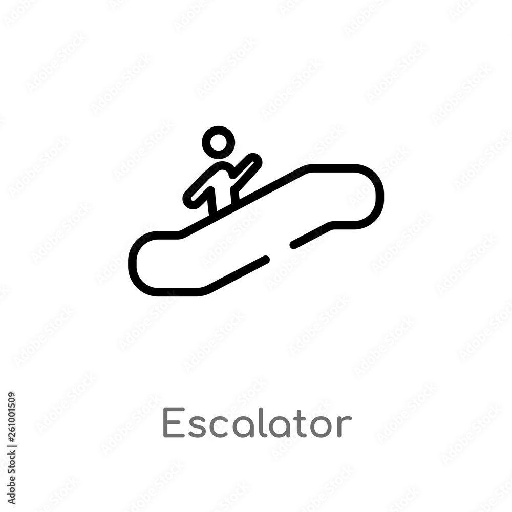 outline escalator vector icon. isolated black simple line element illustration from signs concept. editable vector stroke escalator icon on white background outline escalator vector icon. isolated black simple line element illustration from signs concept. editable vector stroke escalator icon on white background