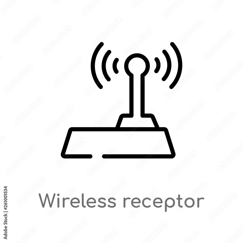 outline wireless receptor vector icon. isolated black simple line element illustration from signs concept. editable vector stroke wireless receptor icon on white background outline wireless receptor vector icon. isolated black simple line element illustration from signs concept. editable vector stroke wireless receptor icon on white background