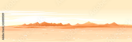 Fotografie, Obraz Martian orange surface panorama landscape background on a sunny day, sand hills
