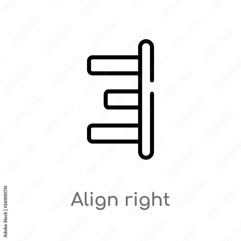 outline align right vector icon. isolated black simple line element illustration from signs concept. editable vector stroke align right icon on white background outline align right vector icon. isolated black simple line element illustration from signs concept. editable vector stroke align right icon on white background