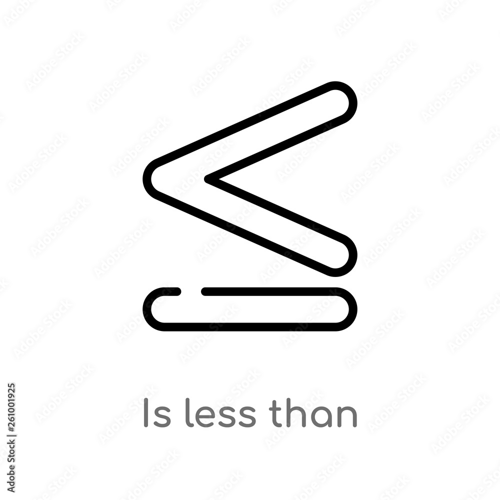 outline is less than vector icon. isolated black simple line element illustration from signs concept. editable vector stroke is less than icon on white background
