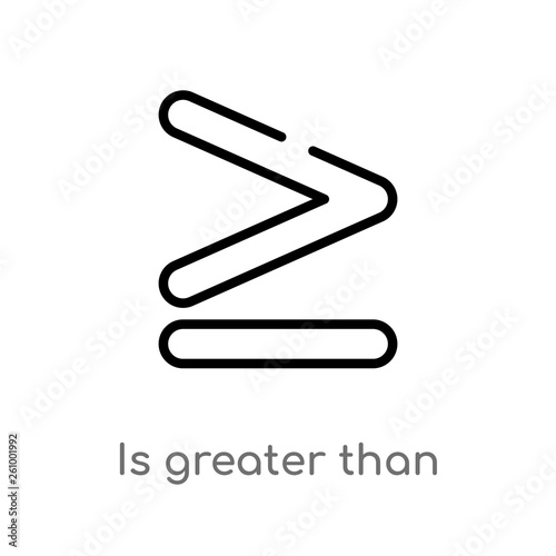 outline is greater than vector icon. isolated black simple line element illustration from signs concept. editable vector stroke is greater than icon on white background