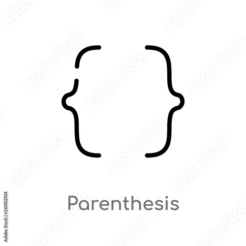 outline parenthesis vector icon. isolated black simple line element illustration from signs concept. editable vector stroke parenthesis icon on white background