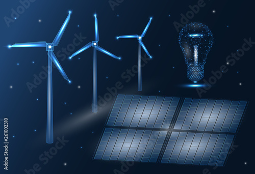 Abstract image of eco energy extraction concept. Farm mining green energy. Sustainable energy. Ecology to save the environment wind green energy sustainable energy. Eco global solution for the planet.