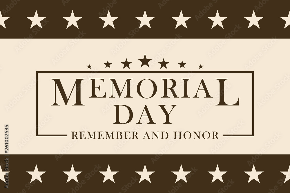 Memorial Day background with stars and stripes. Black and white template for Memorial Day design. Memorial Day background in retro style. Vector illustration.